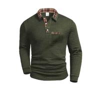Cexiakong Chemise à manches longues pour homme - À carreaux - Regular - Avec poches - Automne et hiver - Séchage rapide - Décontractée - Stretch - Respirant - Haut régulier - Sportif, O Armée Vert, L