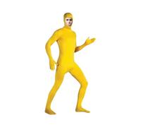 Cexiakong Combinaison intégrale pour Halloween, Noël, pour femme, homme, carnaval, respirant, seconde peau, visage ouvert, orange, moulant, Noël, jaune, S