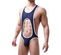 Cexiakong Combinaison Jockstrap Strap Strap Body sexy sans manches pour homme - Sous-vêtements pour homme - String extensible - Une pièce - Débardeur - Lingerie - Straps - Culotte, O bleu., L