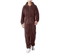 Cexiakong Combinaison pour homme - Douillette et amusante - Longue - En peluche chaude - Fermeture éclair - En polaire - Une pièce - Pyjama douillet à manches longues - Combinaison d'intérieur