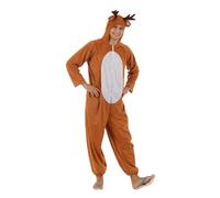 Cexiakong Costume de Noël en Jumpsuit pour Homme - Combinaison en Cerf et Faon avec Capuche - Costume Pyjama en Peluche Chaud pour Adulte à Manches Longues - Doux avec Fermeture Éclair - Léger, kaki