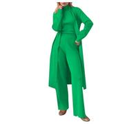 Cexiakong Ensemble de 3 pièces en tricot pour femme - Cardigan - Pantalon - Tenue décontractée - Automne - Printemps - Confortable - Tendance - Doux - Costume en tricot confortable - Combinaison