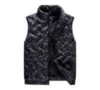 Cexiakong Gilet matelassé léger sans manches pour homme - Décontracté - Gilet d'extérieur chaud - Gilet de travail fin en duvet avec poches zippées - Col montant - Gilet thermique - Coupe ajustée