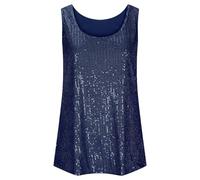 Cexiakong Haut à paillettes pour femme - Débardeur sans manches avec paillettes scintillantes - Col rond scintillant - Débardeur sexy à bretelles - Pour festival, cocktail, fête, club, tenue de