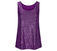 Cexiakong Haut à paillettes pour femme - Débardeur sans manches avec paillettes scintillantes - Col rond scintillant - Débardeur sexy à bretelles - Pour festival, cocktail, fête, club, tenue de