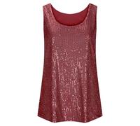 Cexiakong Haut à paillettes pour femme - Débardeur sans manches avec paillettes scintillantes - Col rond scintillant - Débardeur sexy à bretelles - Pour festival, cocktail, fête, club, tenue de