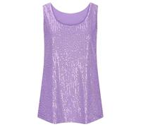 Cexiakong Haut à paillettes pour femme - Débardeur sans manches avec paillettes scintillantes - Col rond scintillant - Débardeur sexy à bretelles - Pour festival, cocktail, fête, club, tenue de