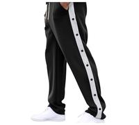 Cexiakong Pantalon de jogging pour homme - Boutons-pression - Pantalon de sport - Bloc de couleurs - Pantalon de loisirs - Pantalon de survêtement baggy avec boutons latéraux - Pantalon de rééducation