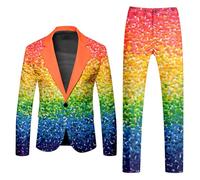 Cexiakong Pride Tenue arc-en-ciel pour homme - 2 pièces - Pantalon sportif - Pantalon à confettis - Costume pour homme des années 80 et 90 - Tenue de fête néon colorée - Carnaval - Fête à thème