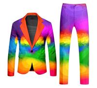 Cexiakong Pride Tenue arc-en-ciel pour homme - 2 pièces - Pantalon sportif - Pantalon à confettis - Costume pour homme des années 80 et 90 - Tenue de fête néon colorée - Carnaval - Fête à thème