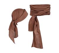 Cexiakong Proumhang Ensemble d'accessoires de pirate Bandeau de taille Capitaine de pirate Moyen Grande écharpe Désert Prince Écharpe de pirate Bandanas Carnaval, marron, taille unique