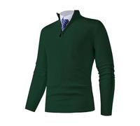 Cexiakong Pull en tricot pour homme - Couleur unie - Pull à manches longues - Col roulé - Pull d'hiver - Pull de loisirs - Fermeture éclair 1/4 - Manches longues - Vintage - Pull de travail