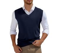 Cexiakong Pull sans manches pour homme - Col en V - Élégant - Sans manches - Coupe droite - Loisirs - Business - Hiver - Débardeur en maille côtelée - Couleur unie - Pull en tricot sans manches, O