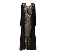 Cexiakong Robe musulmane pour femme - 2 pièces - Caftan marocain avec hijab - Vintage - Longue - Dubaï Caftan Abayas - Robe de soirée arabe - Robe de soirée - Robe de fête de mariage, jaune, M