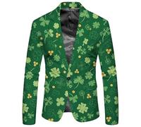 Cexiakong Sakko Veste de costume pour homme avec boutons sportifs pour la Saint Patrick - Veste de costume pour mariage - Veste de costume The Irish Trèfle - Costume de carnaval - Costume de carnaval