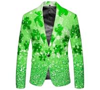 Cexiakong Sakko Veste de costume pour homme avec boutons sportifs pour la Saint Patrick - Veste de costume pour mariage - Veste de costume The Irish Trèfle - Costume de carnaval - Costume de carnaval
