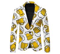 Cexiakong Sakko Veste de costume pour homme Funky Oktoberfest Blazer Regular Blazer Années Disco Veste de costume avec motif bière et boutons smokings pour homme Veste respirante Veste de loisirs