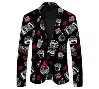 Cexiakong Sakko Veste de costume pour homme - Tenue funky Oktoberfest - Blazer régulier - Années disco - Avec motif bière et boutons - Smokings - Pour homme - Respirant - Veste de loisirs, P noir., S