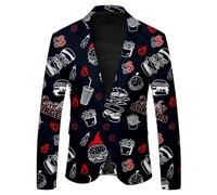 Cexiakong Sakko Veste de costume pour homme - Tenue funky Oktoberfest - Blazer régulier - Années disco - Avec motif bière et boutons - Smokings - Pour homme - Respirant - Veste de loisirs, P bleu