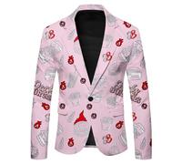 Cexiakong Sakko Veste de costume pour homme - Tenue funky Oktoberfest - Blazer régulier - Années disco - Avec motif bière et boutons - Smokings - Pour homme - Respirant - Veste de loisirs, P rose., M