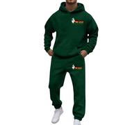 Cexiakong Survêtement 2 pièces pour homme - Avec lettres imprimées - Sweat à capuche et pantalon de sport - Survêtement pour homme - Chaud - Respirant - Pantalon de jogging - Loisirs, O vert foncé, M