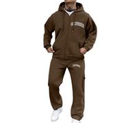 Cexiakong Survêtement 2 pièces pour homme - Tenue d'hiver - Lettres imprimées - Combinaison de sport - Manches longues - Sweat à capuche et pantalon de jogging - Ensemble 2 pièces - Coupe lcoker