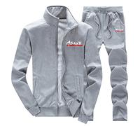 Cexiakong Survêtement d'hiver chaud pour homme - Intérieur en polaire - Veste à capuche avec fermeture éclair + pantalon de jogging - Deux pièces - Vêtement de sport doux, I Gris., XL