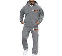 Cexiakong Survêtement pour homme, 2 pièces, fermeture éclair, imprimé, sweat-shirt et pantalon de sport, chaud, confortable, tenue de loisirs, tenue de sport, tenue d'hiver, avec lettres imprimées