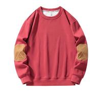 Cexiakong Sweat-shirt à col rond pour homme - Pull basique à manches longues - Loisirs - Sport - Sweatshirt sans capuche - Couleur bloc - Manches longues - Confortable - Tenue d'hiver, O rouge., M