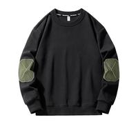 Cexiakong Sweat-shirt à col rond pour homme - Pull basique à manches longues - Loisirs - Sport - Sweatshirt sans capuche - Couleur bloc - Manches longues - Confortable - Tenue d'hiver, O Noir., M