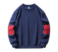 Cexiakong Sweat-shirt à col rond pour homme - Pull basique à manches longues - Loisirs - Sport - Sweatshirt sans capuche - Couleur bloc - Manches longues - Confortable - Tenue d'hiver, O bleu., M