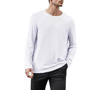 Cexiakong T-shirt de nuit à manches longues pour homme - Col rond - Mélange de pyjama - Manches courtes - Col rond - Coton bio - Long - Pyjama - Haut de sommeil court - Coton uni, Blanc., L