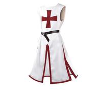 Cexiakong Tenue de chevalier médiéval, templier, chevalier croisé, tunique viking, temple, carnaval, carnaval, cosplay, déguisement, rouge, S