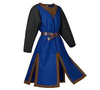 Cexiakong Tunique de Chevalier des Templiers du Moyen Âge pour Hommes, Robe de Croisé, Renaissance, Halloween, Cape avec Emblème, Costume de Cosplay de Guerrier, O Marron., XL