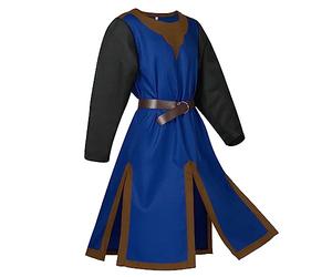 Cexiakong Tunique de Chevalier des Templiers du Moyen Âge pour Hommes, Robe de Croisé, Renaissance, Halloween, Cape avec Emblème, Costume de Cosplay de Guerrier, O Marron., XL