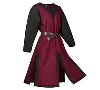 Cexiakong Tunique médiévale des chevaliers croisés Templiers Ouufit Cape Renaissance Halloween Jupe blason guerrier Cosplay, O vin, L