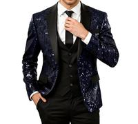 Cexiakong Veste à paillettes pour homme - Veste à paillettes - Blazer Slim Fit - Veste de costume pour homme - Avec boutonnière - Manches longues - Veste scintillante - Tenue d'hiver - Couleur unie