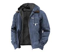 Cexiakong Veste polaire pour homme - Imprimé tête de buffle - Veste à capuche chaude - Veste d'extérieur tendance - Veste de sport vintage - Avec cordon de serrage et poches - Veste de loisirs à