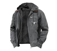 Cexiakong Veste polaire pour homme - Imprimé tête de buffle - Veste à capuche chaude - Veste d'extérieur tendance - Veste de sport vintage - Avec cordon de serrage et poches - Veste de loisirs à