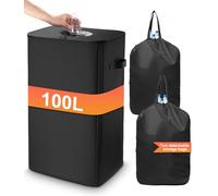 Cexovo 100L Consignées Collecteur de Bouteilles, Collecteur de Bouteille avec Couvercle Rangement Bouteille Poubelle Recyclage avec 2 Réutilisables Sac Recyclage,pour Cuisine et Salle de Stockage,Noir