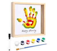 Cexovo Kit d'empreintes de Mains Familiales,Cadre en Bois Souvenir Artisanal,Cadre Empreinte Bébé,Kit Empreinte Bebe,Cadeaux Souvenirs pour Nouveaux Parents avec 6 Couleurs,Cadeau Famille
