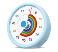 Cexovo Minuteur Visuel Timer 60 Minutes Outil de Gestion du Temps Compte à Rebours Silencieux, Motif Arc-en-Ciel, pour Enfants et Adultes,Salle de evoirs, Cuisine, Bureau, Réunions (Bleu)