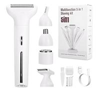 Cexovo Rasoir électrique pour femme 5 en 1 Rasoir, femme Aine multifonction à sec et humide épilateur corps, avec station de charge USB pour corps aisselles, ligne de bikini sourcils et nez