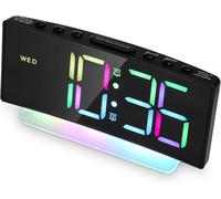 Cexovo Reveil Lumineux,Horloge Numérique,Couleurs 8 RGB Reveil Numerique,avec Double Alarme Roupillon Temps,12/24H,Luminosité Réglable,Radio Reveil avec Affichage LED,pour Les Adolescents,Noir