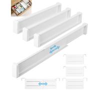 Cexovo Séparateur De Tiroirs Réglable,3 Séparateurs De Tiroirs Longueur 38-54 Cm Hauteur 10 Cm Séparateur De Tiroirs De Rangement Multifonctionnel Adapté Cuisine Commode Chambre À Coucher (Blanc)