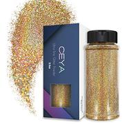 Ceya 100 g de poudre de paillettes holographiques ultra fines dorées et argentées 0,2 mm pour slime résine époxy, bijoux, nail art, festival, maquillage, peinture, cartes de mariage