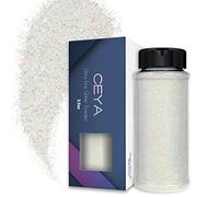 Ceya 100 g de poudre de paillettes ultra fines colorées blanches irisées 0,2 mm pour slime résine époxy pour nail art, festival, maquillage, scrapbooking, cartes de mariage, bijoux, peinture
