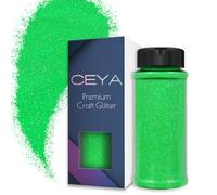 Ceya 110g/ 3.8oz Poudre de Paillettes Ultra Fine Fluorescente Vert Iridescent 1/128” 0.008” 0.2mm pour Slime Résine Époxy Artisanat Gobelets Bijoux Art des Ongles Festival Maquillage Scrapbook