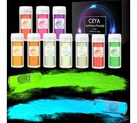 Ceya 12×20g Couleurs de poudre de pigment phosphorescent, poudre lumineuse, pigment de couleur en résine, colorant fluorescent pour résine époxy,peinture acrylique, ongles, beaux-arts,slime