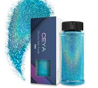 Ceya 3.5oz/ 100g Holographic Ultra Fine Glitter Powder Laser Cyan Glitter 1/128” 0.008” 0.2mm for Slime Epoxy Resin Craft Tumbler Jewelry Nail Art Festival Makeup Scrapbook Painting Wedding Cards